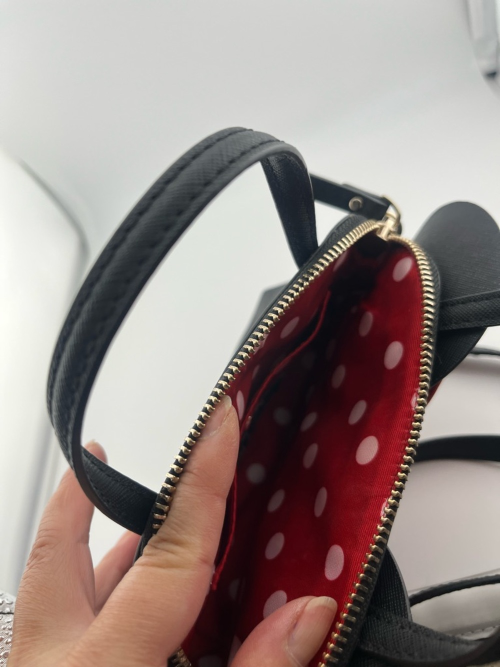 kate spade Black Crossbody Bag with Red Polka Dot Bow - Picture 2 of 3